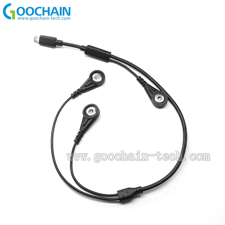 China Micro USB Ecg-kabel naar 4,0 mm vrouwelijke ecg-drukknopkabel fabrikant