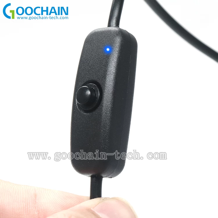 Custom 90 graus USB 3.1 Tipo C cabo com indicador LED no interruptor Off
