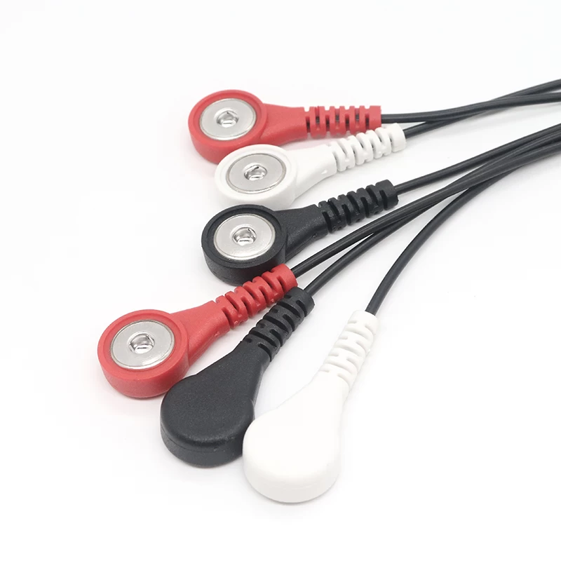 China Factory Precio ECG / EMG Snap Cable con conector de audio de 3.5mm para almohadillas de electrodos adhesivos