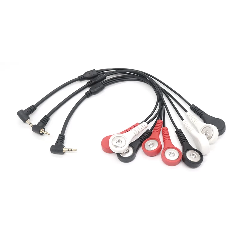 China Factory Precio ECG / EMG Snap Cable con conector de audio de 3.5mm para almohadillas de electrodos adhesivos