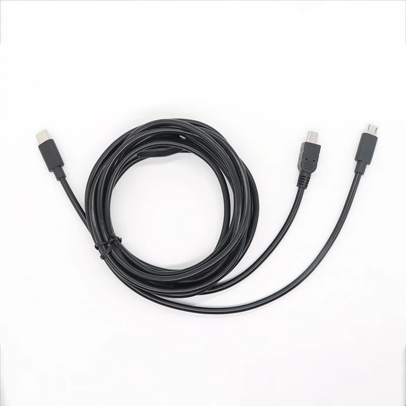 Custom Splitter USB Type C male to Micro USB 5pin male + Mini USB 5pin cable