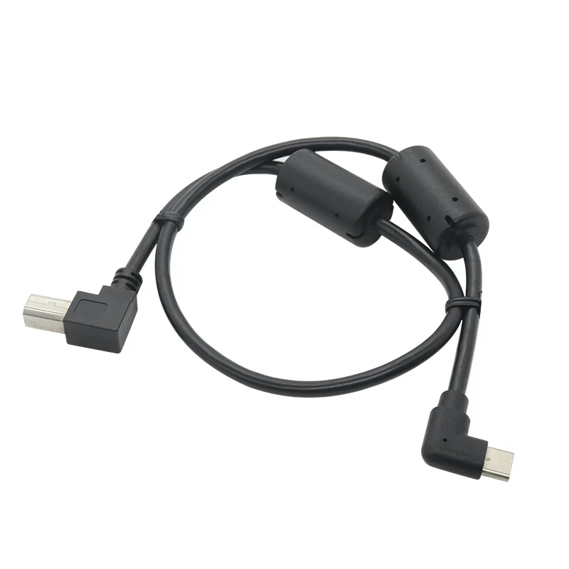 中国 90度USB 2.0型C到USB B打印机电缆，带铁氧体磁芯 制造商