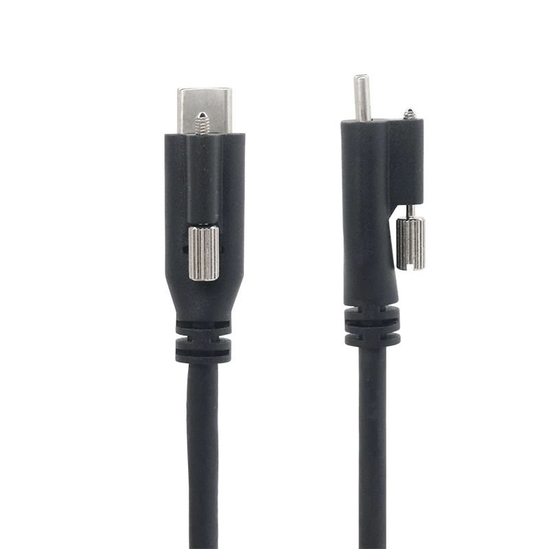 Single screw locking USB 3.1 Type C male to Male cable with panel mount design