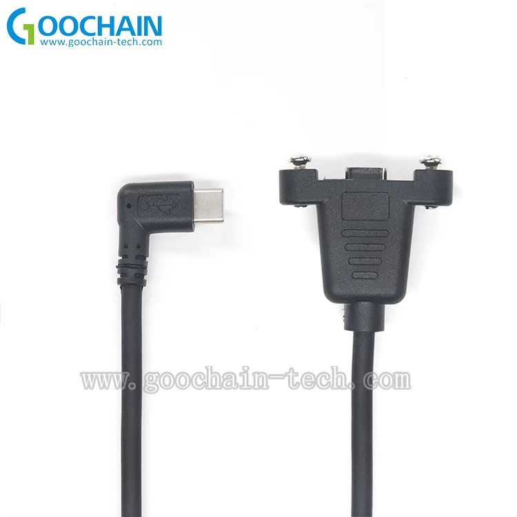 China Customized 90 degree USB Type C male to dual screw lock USB 3.1 Type C Female extension cable manufacturer