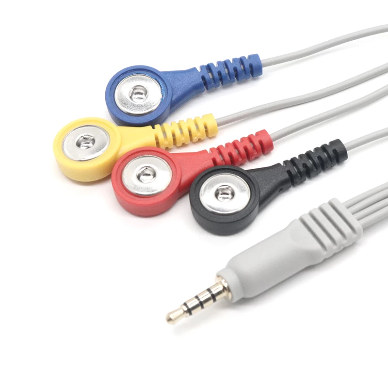 Factory price shielded ECG EEG EKG EMG Snap lead to audio jack cable