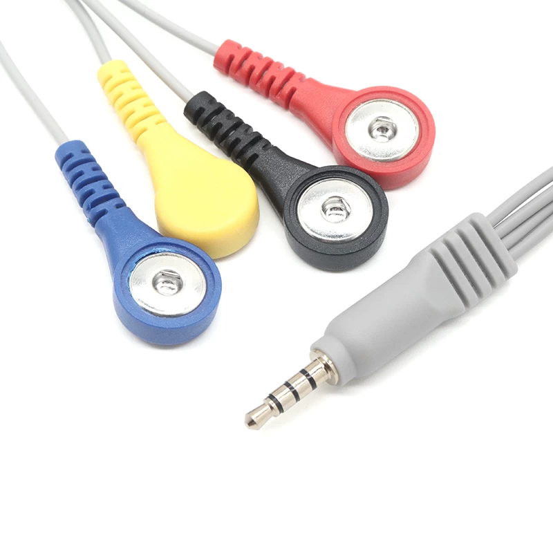 Fabrieksprijs afgeschermde ECG EEG EKG EMG Snap lead naar audio jack kabel