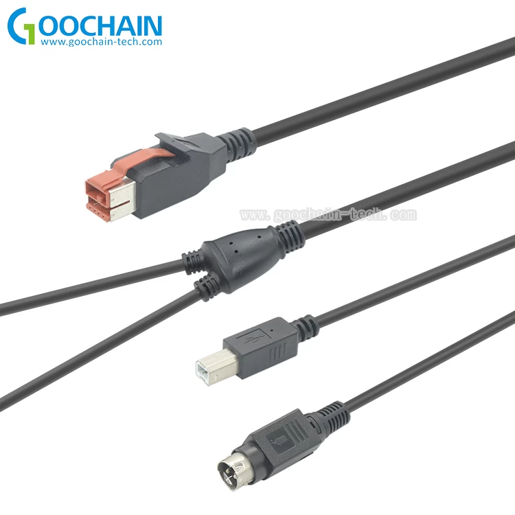 OEM ODM 24V PoweredUSB TO 3PIN Hosiden  câble USB alimenté USB B