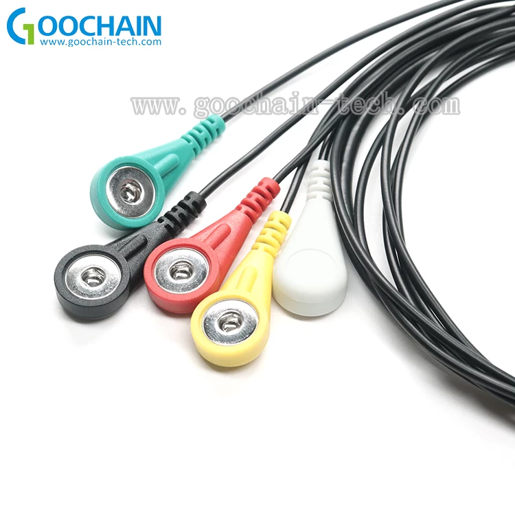 中国 USB 3.1 TYPE C转4.0mm ECG扣子线，USBTYPE C EMG理疗线 制造商