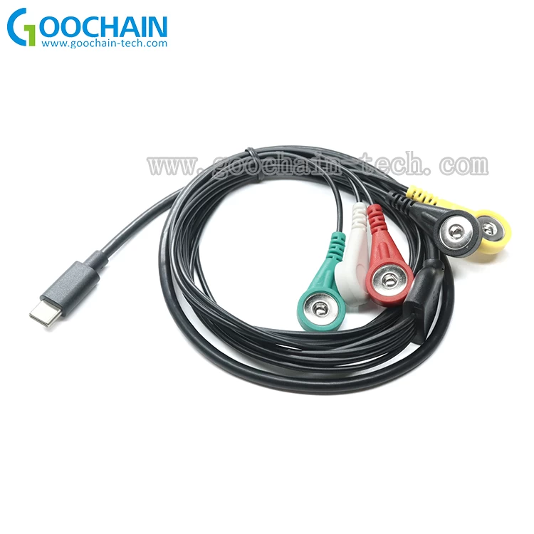 중국 USB 3.1 유형 C ~ 4.0mm ECG 스냅 버튼 케이블 USB 유형 C EMG 케이블 제조업체