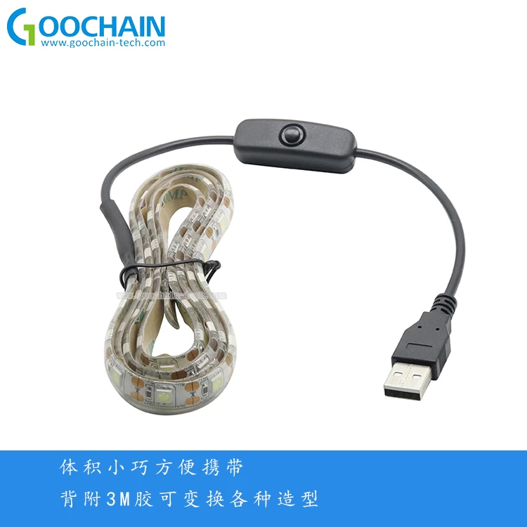 China Aangepaste USB LED-schakelaarstrip Licht Koel Warm Wit 5V Waterdicht Campingkabellicht fabrikant
