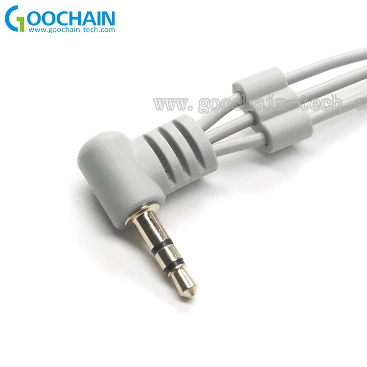 Fios de chumbo de dezenas personalizados, plug de 3.5mm para 3 cabos de eletrodos de 10,0mm PIN