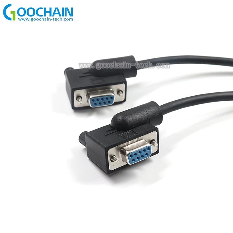 China Custom 90 Degree Left Angled RS232 Female to Female Straigh Through Cable manufacturer