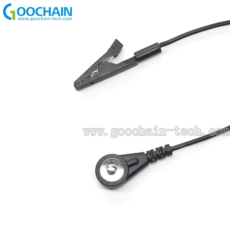 Custom 4.0mm male medical ecg snap button to small alligator clip cable