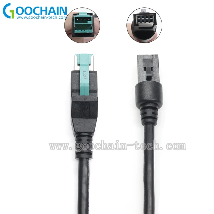China Benutzerdefinierte 12V bis 2x4p PowerEdusb-Kabel für den NCR-Drucker Hersteller
