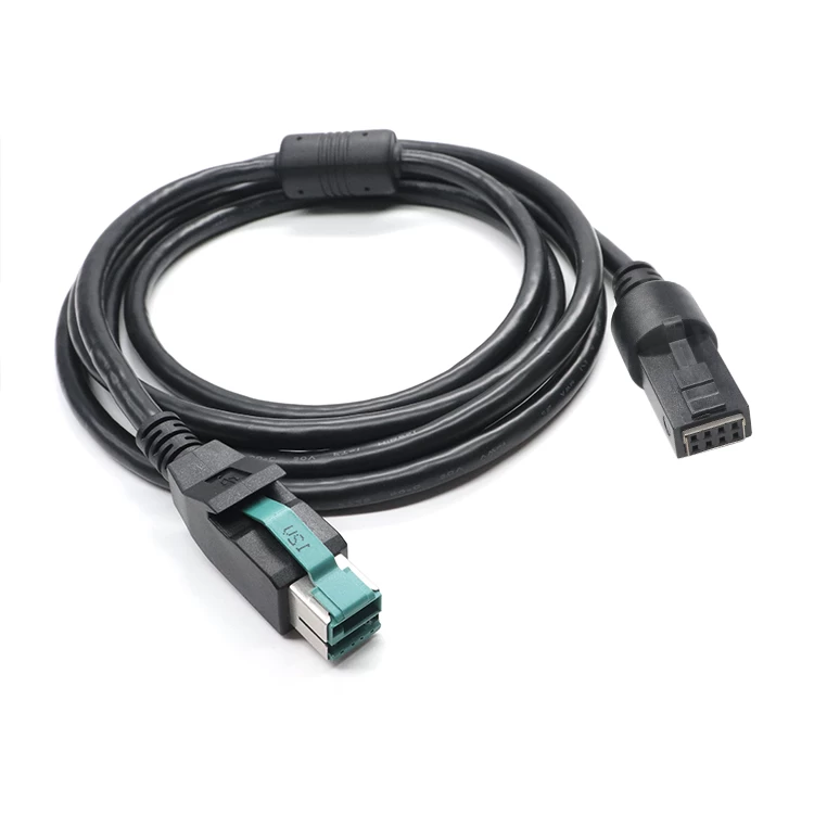 Custom 12V to 2x4P PoweredUSB Cable For NCR Printer