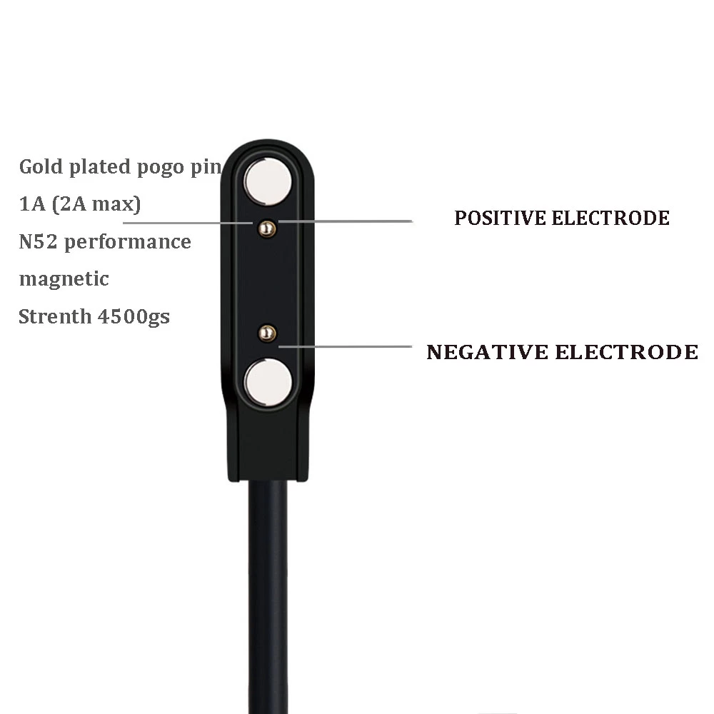 Smart Watch için özel 2pin manyetik pogo pin şarj kablosu