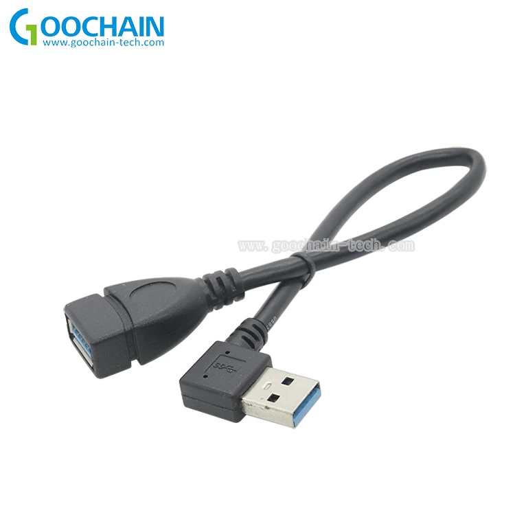 الصين SuperSpeed ​​الزاوية اليمنى USB 3.0 ذكر إلى أنثى كابل بيانات التمديد الصانع