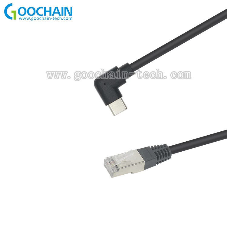 Custom 90 degree USB Type C to RJ45 8P8C Ethernet cable