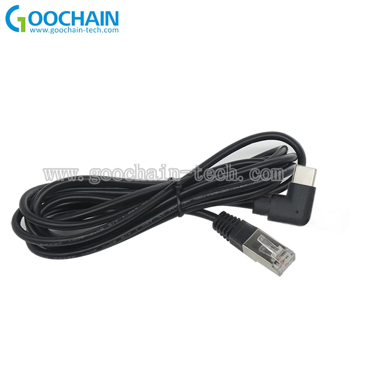 China Custom 90 degree USB Type C to RJ45 8P8C Ethernet cable manufacturer