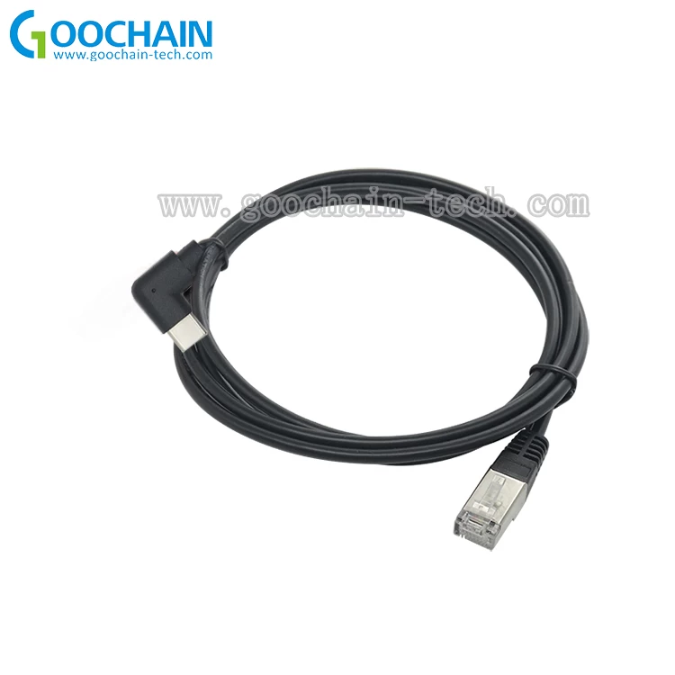 中国 定制90度弯头USB TYPE C转RJ45 8P8C以太网电缆 制造商