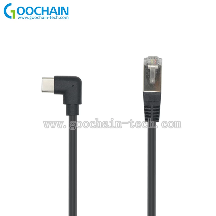 China Aangepaste 90 graden USB Type C naar RJ45 8P8C Ethernet-kabel fabrikant