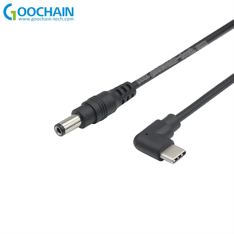 الصين PD USB نوع C المدخلات الذكور إلى DC 5.5 × 2.1mm الذكور شحن كابل شحن ما يصل إلى 100W الصانع