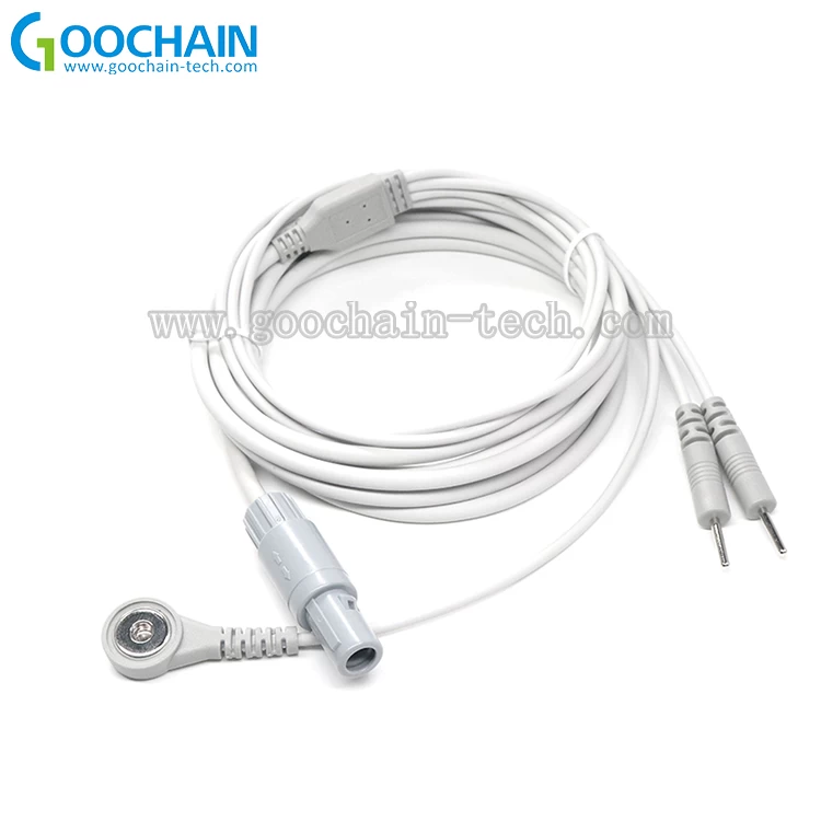China Lemo 4pin Fedal monitor lead wire with ECG EKG Snap button and 2.0mm ecg electrode pins manufacturer