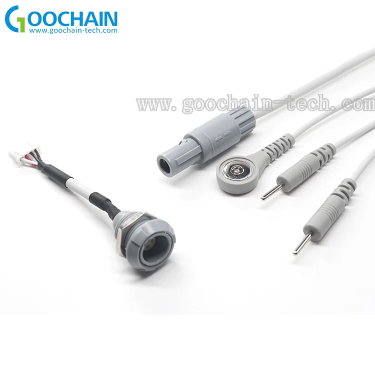 중국 lemo 4pin Fedal 모니터 리드 와이어 ECG EKG 스냅 버튼 및 2.0mm ECG 전극 핀 제조업체