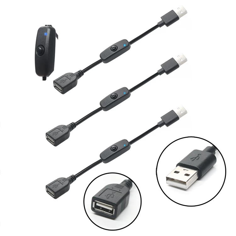 Cina Cavo di prolunga USB 2.0 con interruttore ON OFF Indicatore LED per ventola USB per PC Raspberry Pi produttore