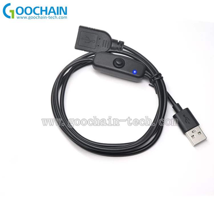 China USB 2.0 Extender Cord With ON OFF Switch LED Indicator for Raspberry Pi PC USB Fan manufacturer