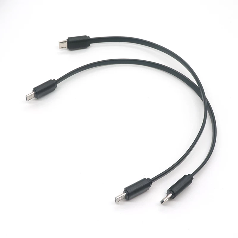Platte noodle micro USB Male naar male OTG-adapterkabel