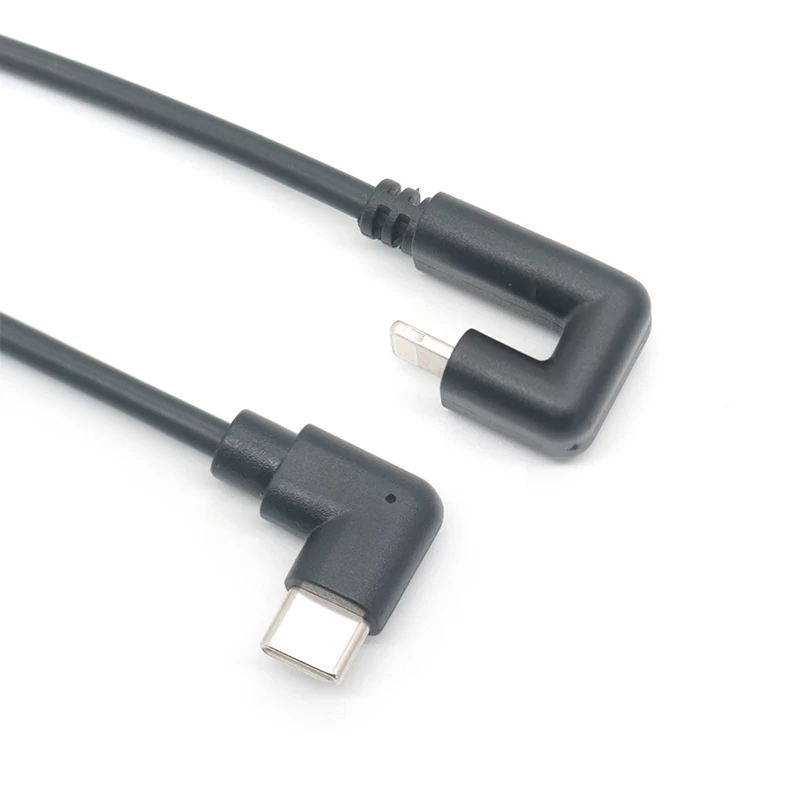 China 180 graus de ângulo reto USB tipo C para cabo de jogo Lightning compatível para iPhone, iPad fabricante