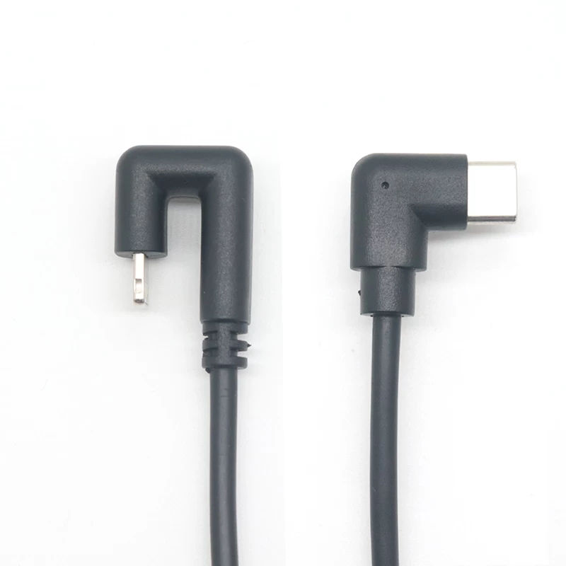 180 درجة الزاوية اليمنى USB نوع C إلى سلك ألعاب Lightning متوافق مع iPhone و iPad