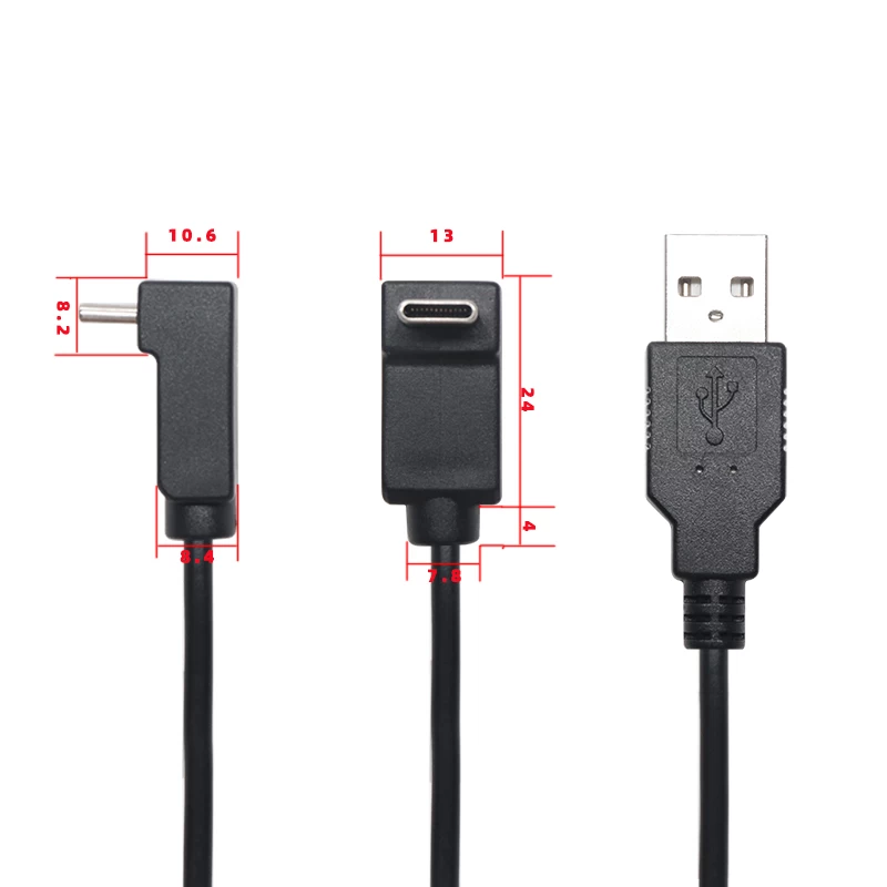 3A 5A 快速充电 USB 类型公头到上下弯头 USB TYPE C数据线，用于游戏设备