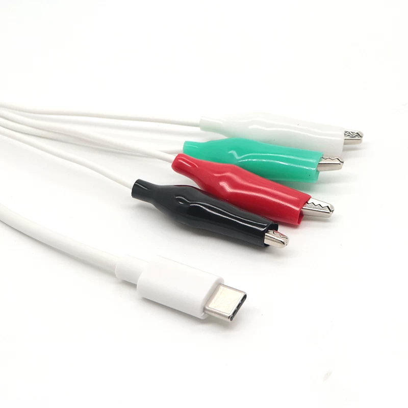 Özelleştirilmiş usb tipi c ila 4 adet timsah klipleri test kablosu Timsah klipsi usb c adaptör kablosuna