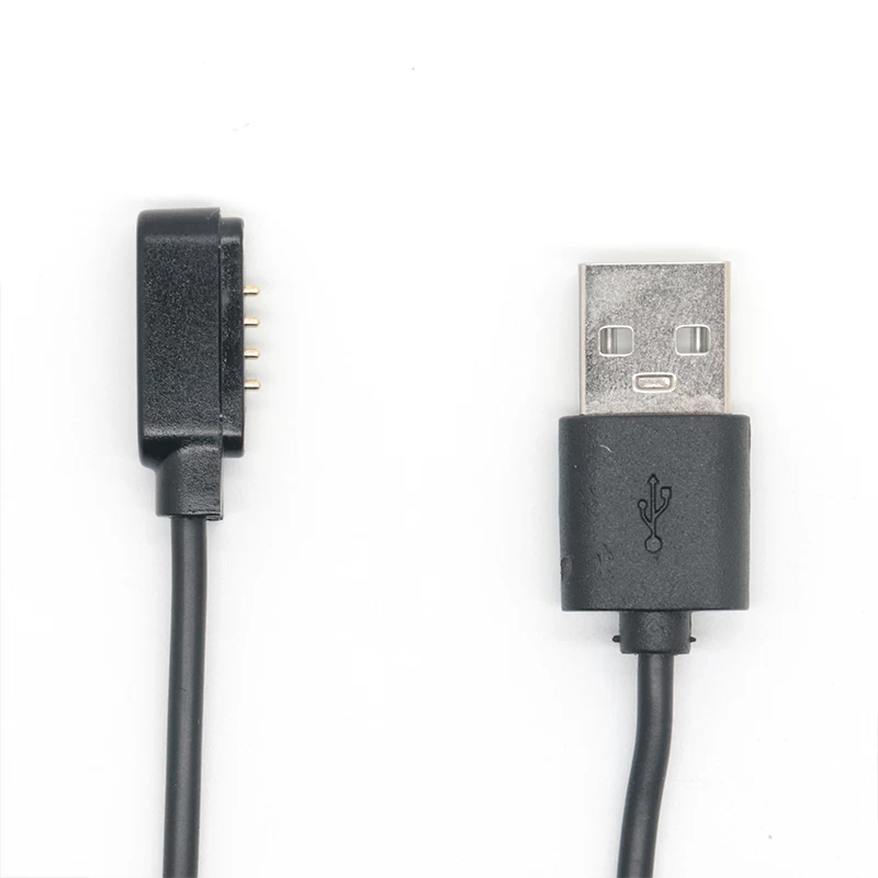 USB personalizado para cabo de pino pogo magnético de 4 pinos de ângulo reto
