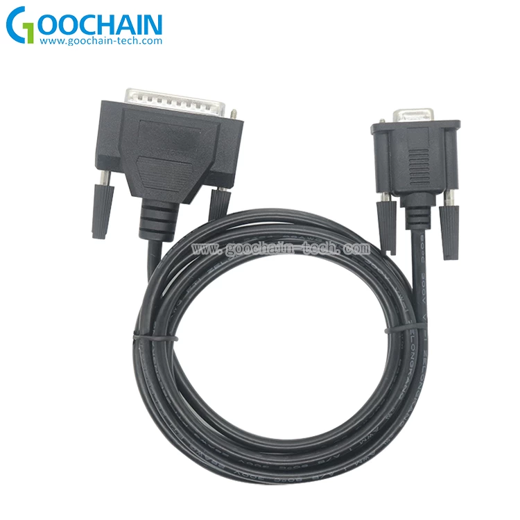 Standard RS232 DB25 Male to db9 female Serial Null Modem cable