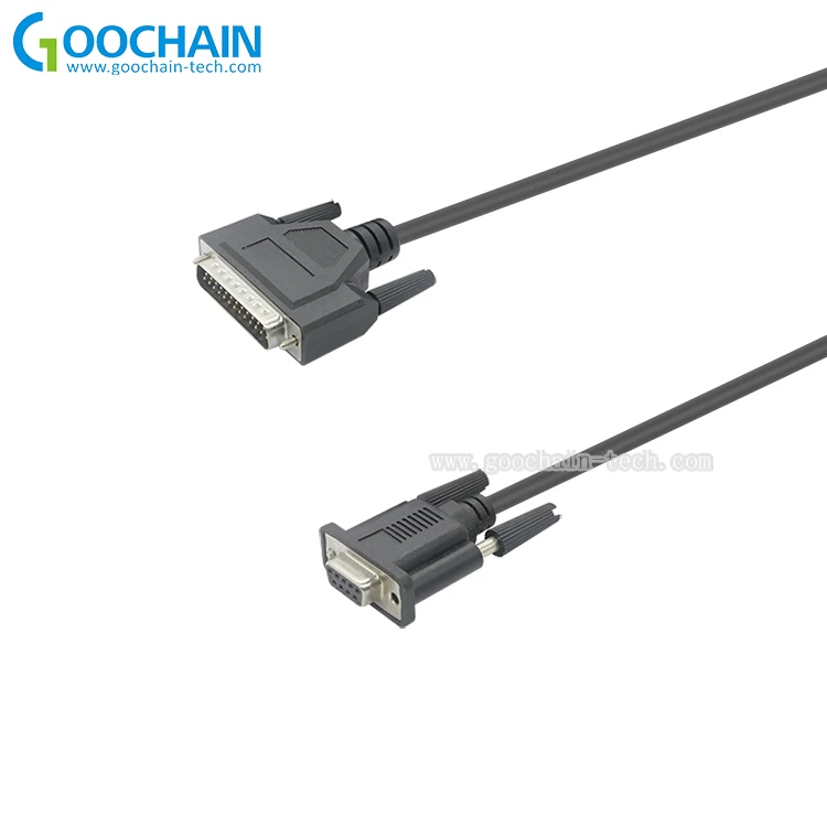 China Standard RS232 DB25 Stecker auf DB9 Buchse Serial Null Modem Kabel Hersteller