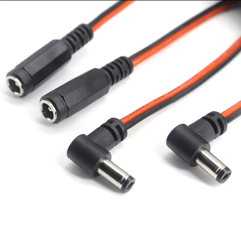 Custom 90 degree right angle DC 5.5x2.1x12 mm plug to 5.5x2.1 mm dc jack cable,UL2468 18AWG