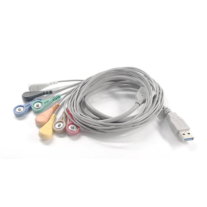 China USB 3.0 to 8 leads snap ECG EEG EKG EMG Cable manufacturer