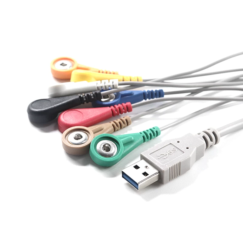 USB 3.0 to 8 leads snap ECG EEG EKG EMG Cable