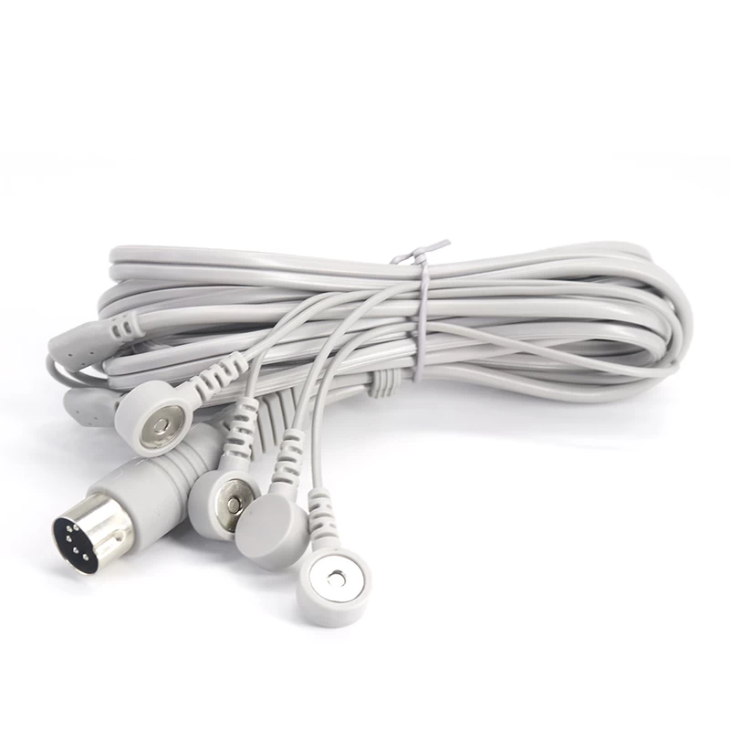 中国 5 针 Din 卡扣式磁性 ECG EMG EKG 电缆引线，用于电极面罩和电极垫 制造商
