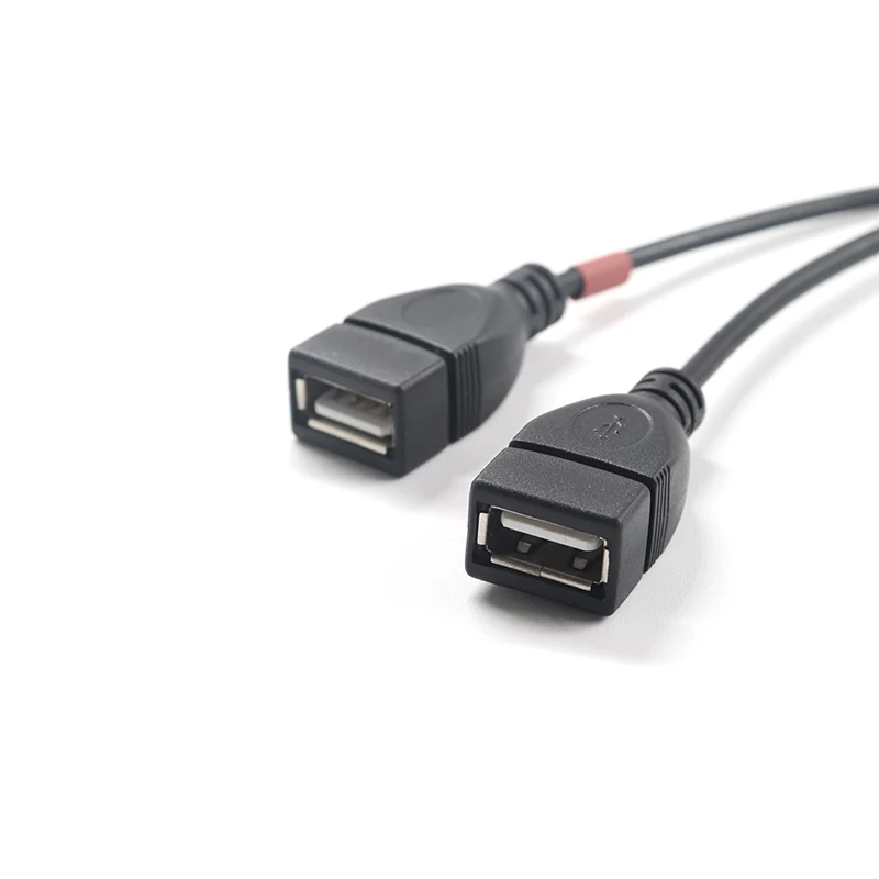 Ángulo recto de 90 grados USB 2.0 A macho a 2 Dual USB hembra Jack Y Splitter Hub Cable adaptador de cable de alimentación