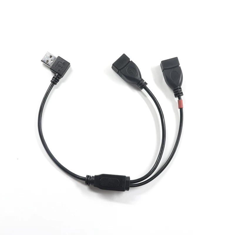 90 graden haakse USB 2.0 A Male Naar 2 Dual USB Female Jack Y Splitter Hub Netsnoer Adapterkabel