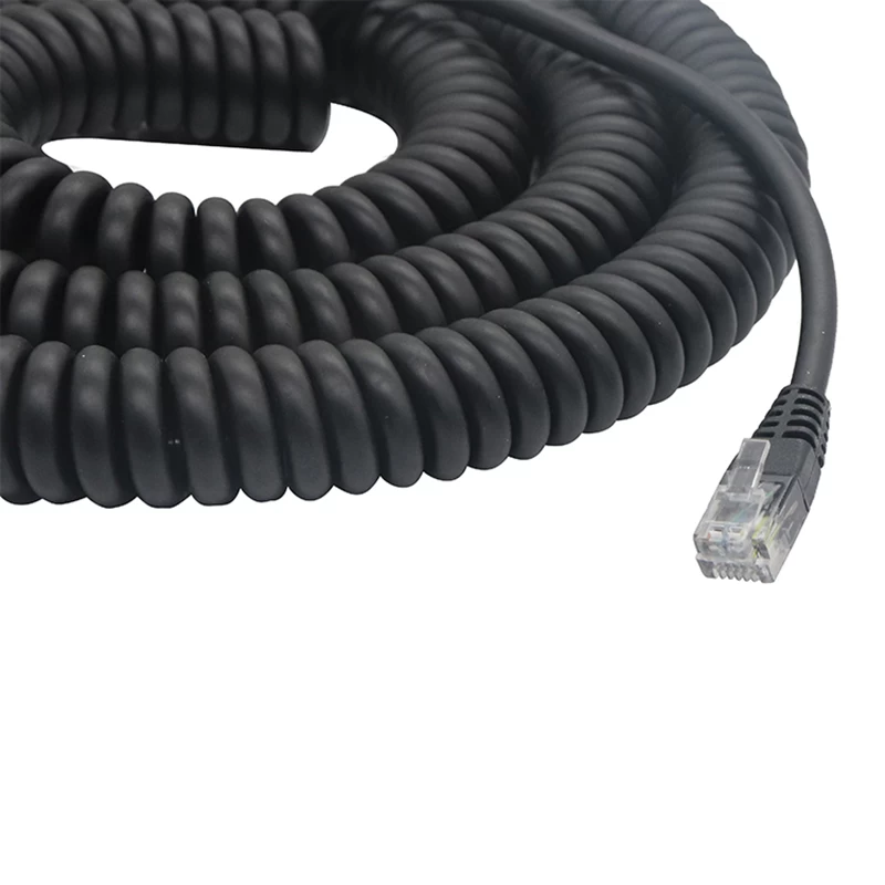 China Spring coiled RJ12 6P6C Male to RJ12 6P6C Female extension spiral telephone cable manufacturer