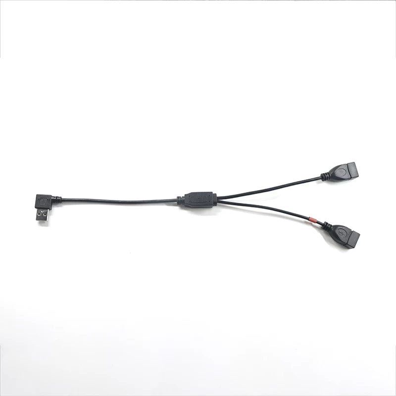 China 90 graden haakse USB 2.0 A Male Naar 2 Dual USB Female Jack Y Splitter Hub Netsnoer Adapterkabel fabrikant