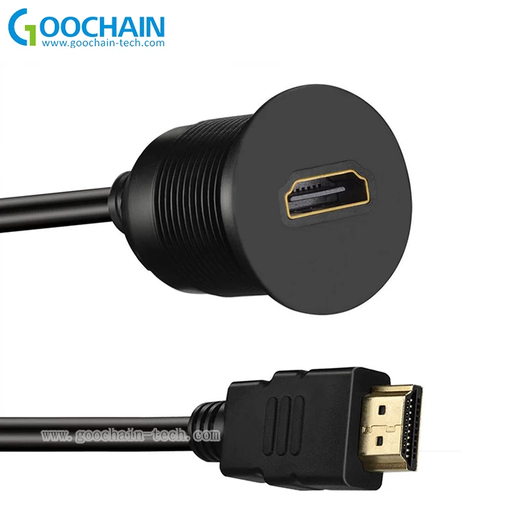 waterproof HDMI Male to Female Car Mount Flush Extension Cable Truck Boat Motorcycle Dashboard Flush Mount cable factory