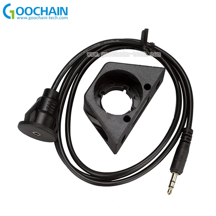 Câble d'extension de prise audio auxiliaire 3,5 mm mâle vers 3,5 mm femelle avec panneau de montage pour voiture, bateau et moto
