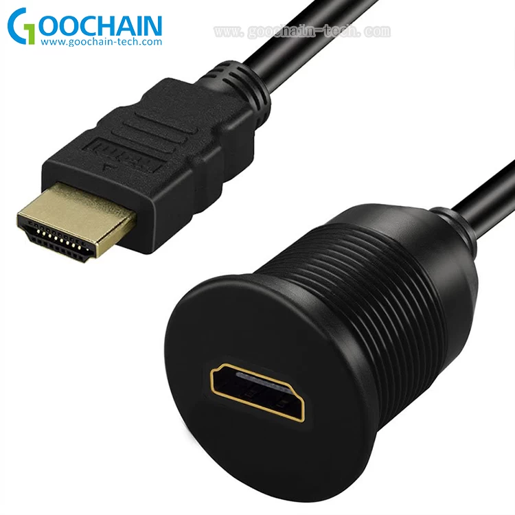 waterproof HDMI Male to Female Car Mount Flush Extension Cable Truck Boat Motorcycle Dashboard Flush Mount cable factory