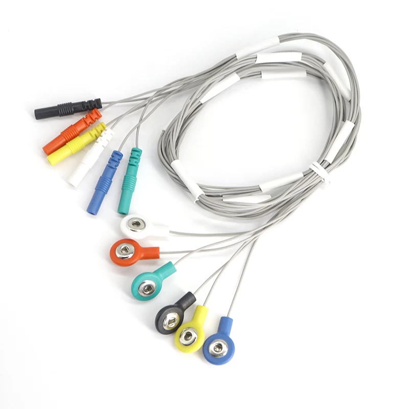 Custom EEG ECG Cable 6 electrode leads 2.5mm eeg ecg snap to 1.5mm din cable